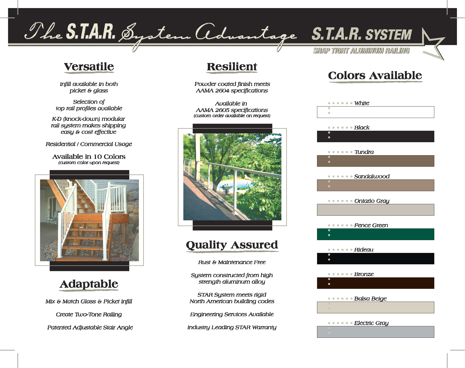 STAR Railing System | Brochures | Press Releases